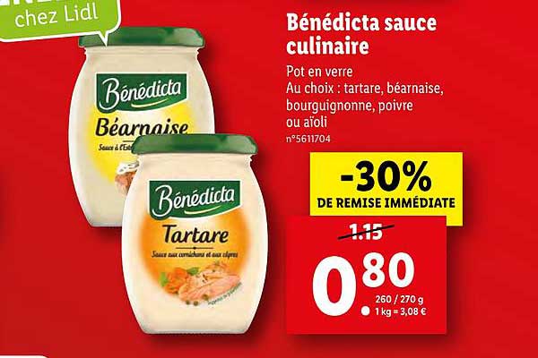 bénédicta tartare sauce culinaire -30% de remise immédiate