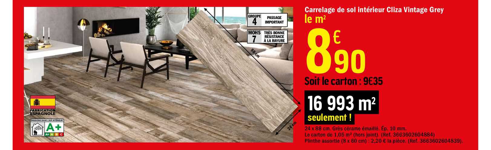 carrelage de sol intérieur cliza vintage grey