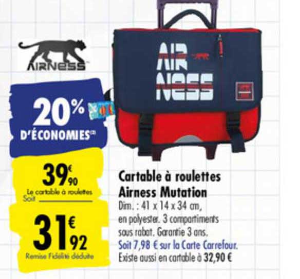 cartable à roulettes airness mutation