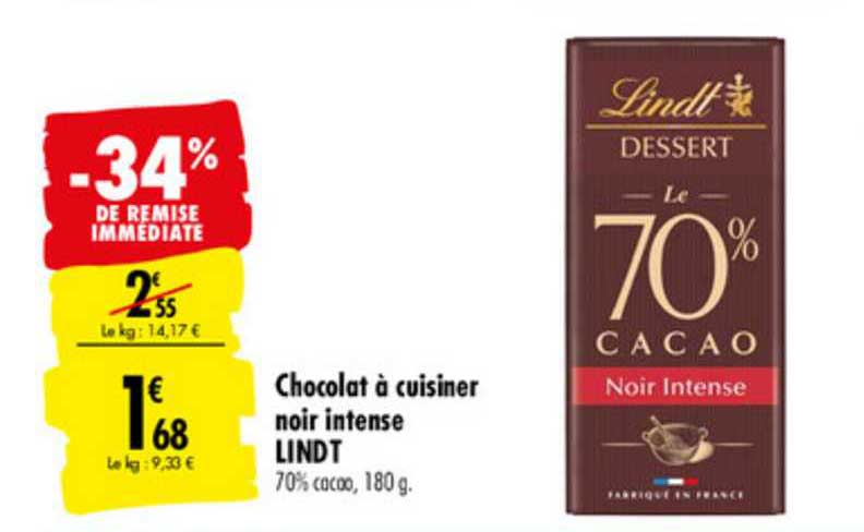 chocolat à cuisiner noir intense lindt