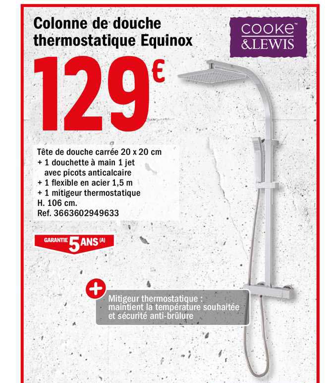 colonne de douche thermostatique equinox cooke&lewis