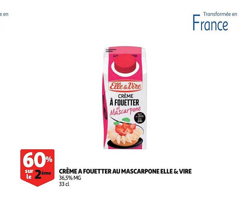 crème à fouetter au mascarponne elle&vire 60% sur le 2ème