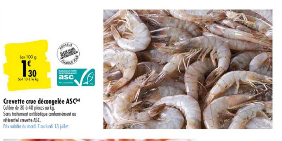 Crevette Crue Décongelée Asc