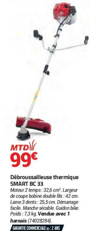 débroussailleuse thermique smart bc 33 mtd
