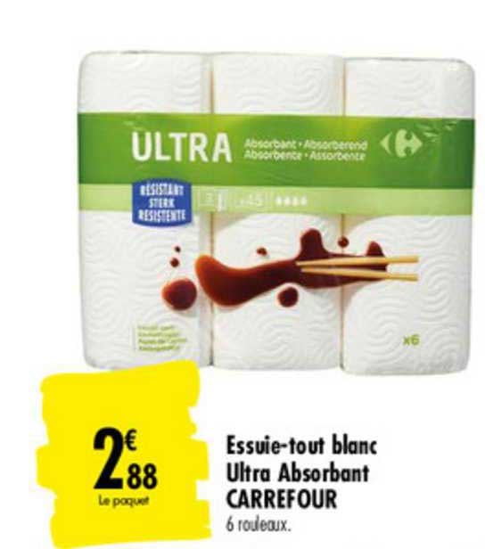 essuie-tout blanc ultra absorbant carrefour