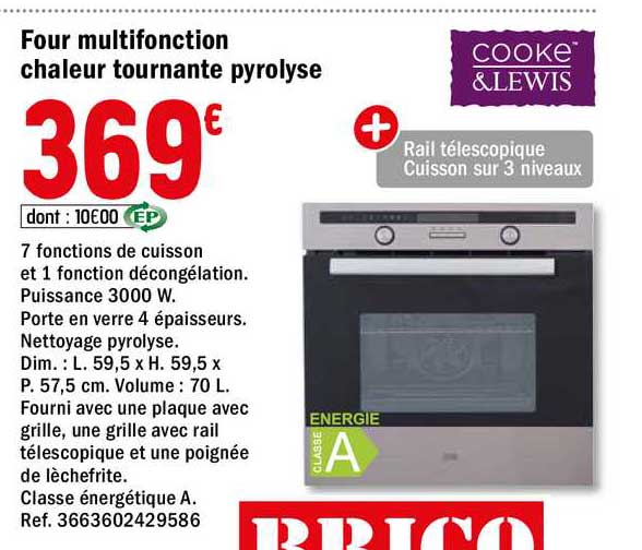 four multifonction chaleur tournante pyrolyse cooke&lewis