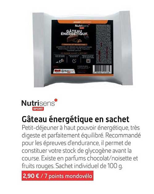 gâteau énergétique en sachet