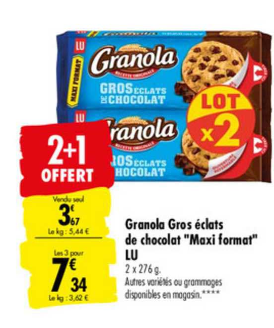 granola gros éclats de chocolat "maxi format" lu