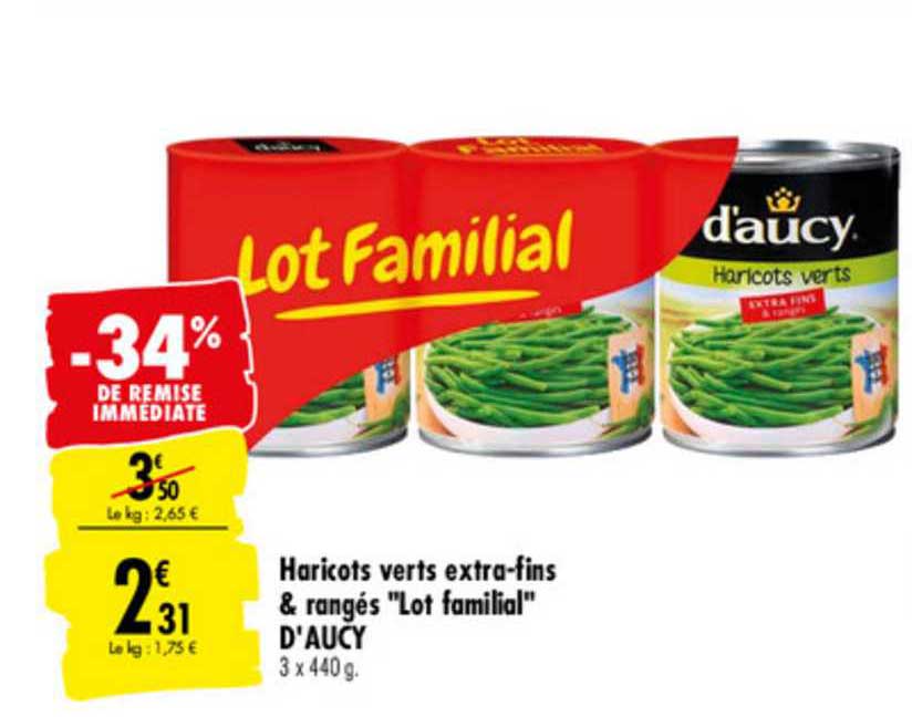 haricots verts extra-fins & rangés "lot familial" d'aucy