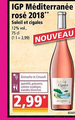 igp méditerranée rosé 2018 soleil et cigales