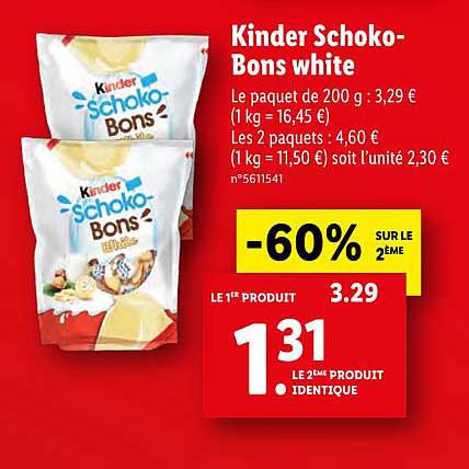 Kinder Schoko Bons White -60% Sur Le 2ème