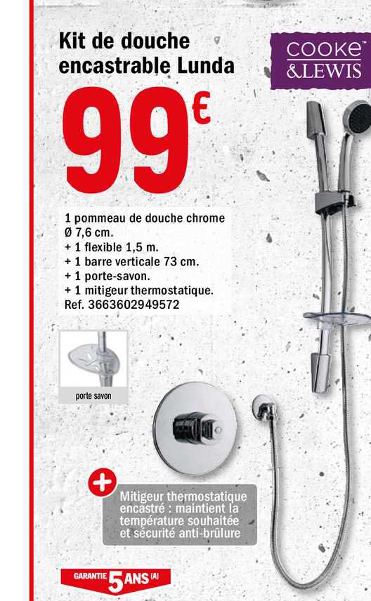 kit de douche encastrable lunda cooke&lewis