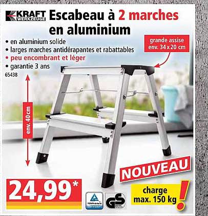 Kraft Werkzeuge Escabeau à 2 Marches En Aluminium