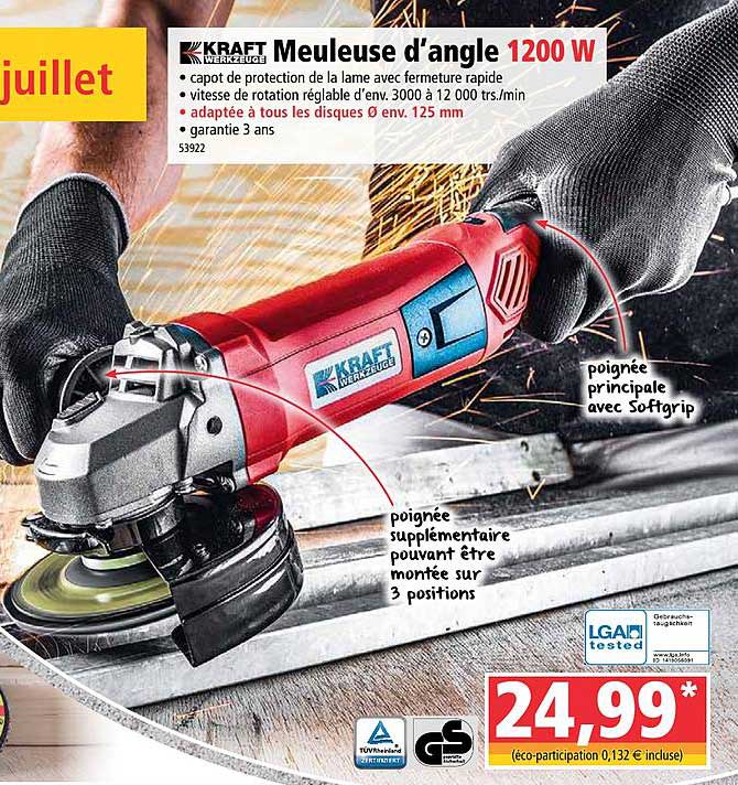 kraft werkzeuge meuleuse d'angle 1200 w