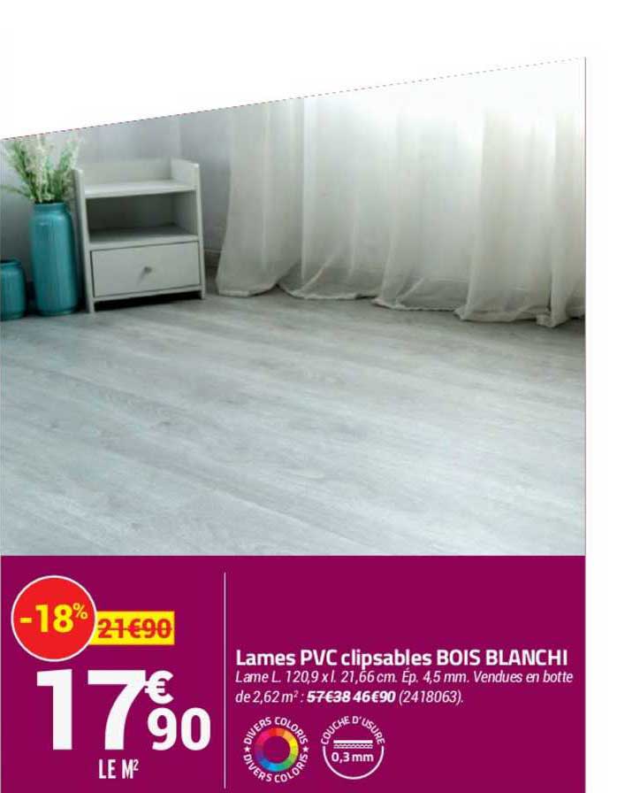 lames pvc clipsables bois blanchi