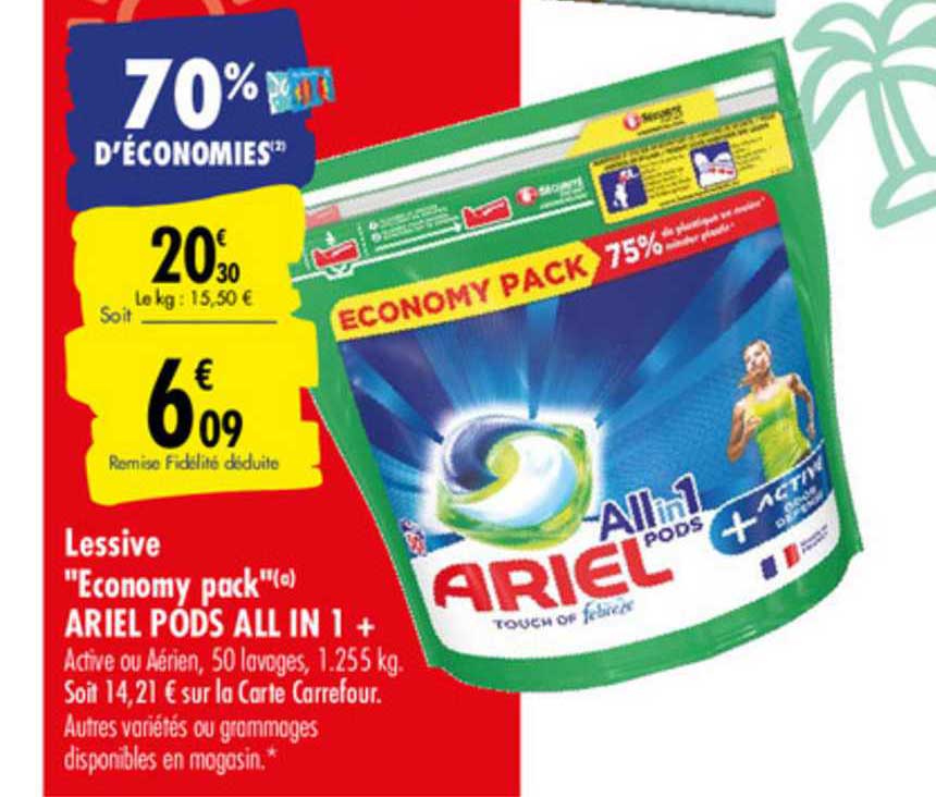 lessive "economy pack" ariel pods all in 1 +