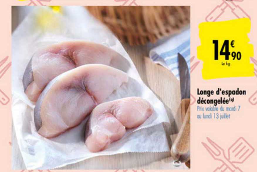 longe d'espadon décongelée