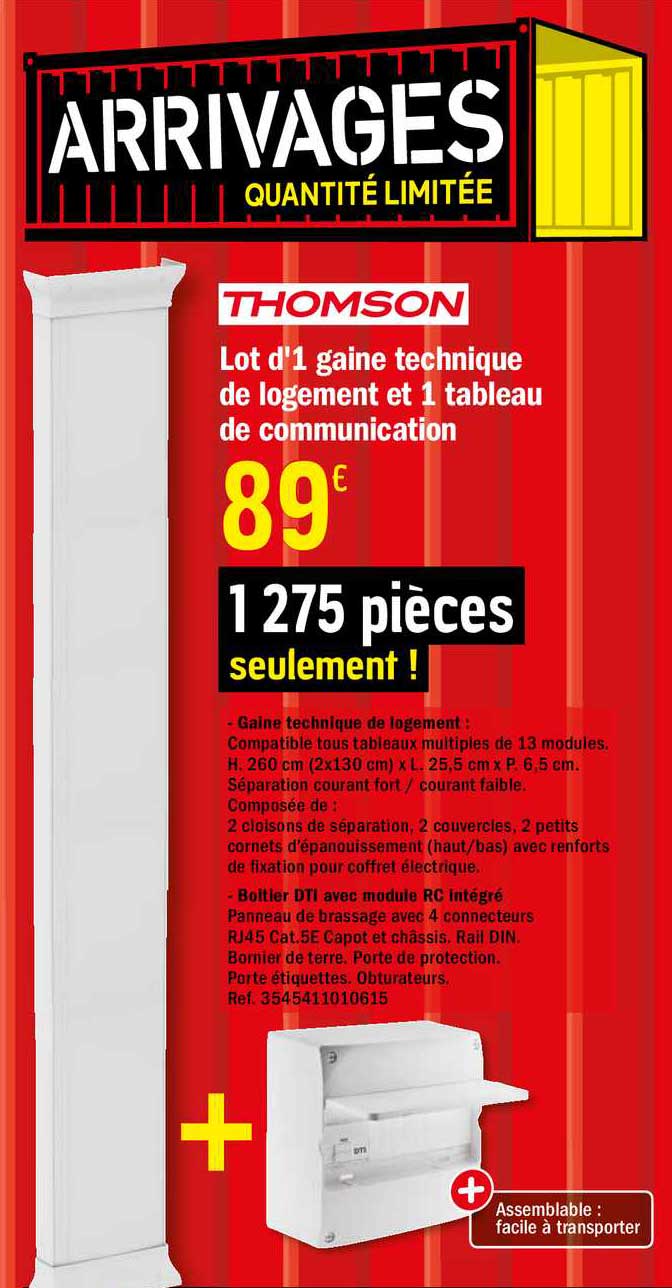 lot d'1 gaine technique de logement et 1 tableau de communication