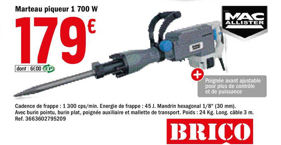 marteau piqueur 1 700 w mac allister