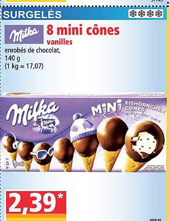 milka 8 mini cônes vanilles