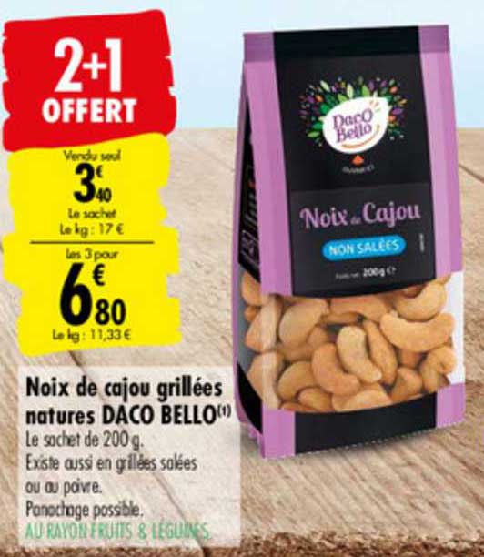 noix de cajou grillées natures daco bello