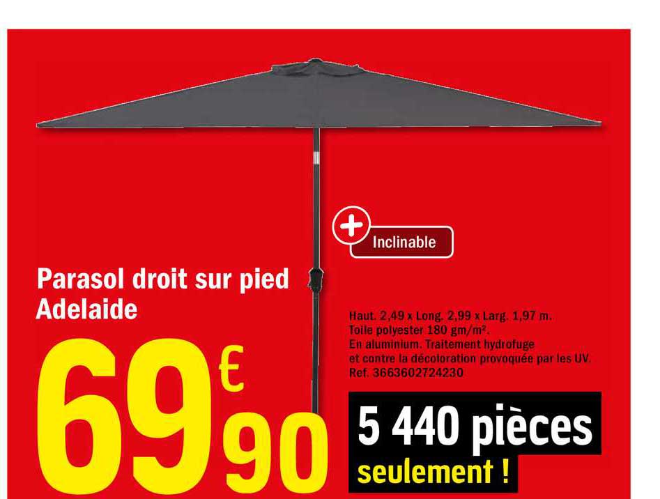 parasol droit sur pied adelaide