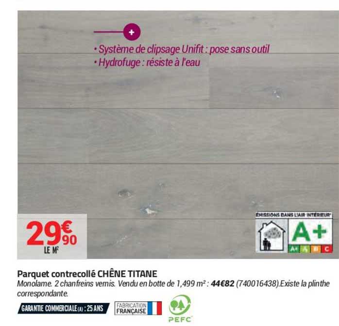 parquet contrecollé chêne titane