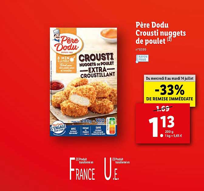 père dodu crousti nuggets de poulet -33% de remise immédiate