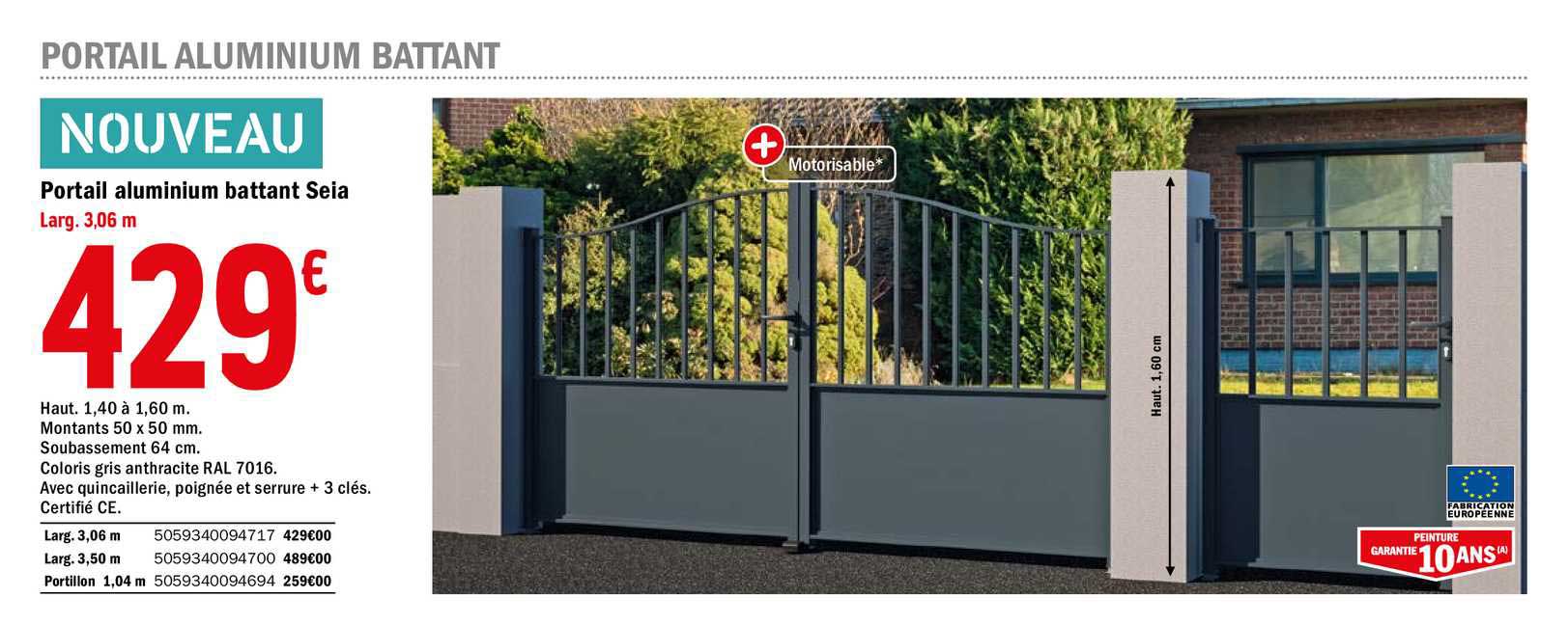 Portail Aluminium Battant Seia