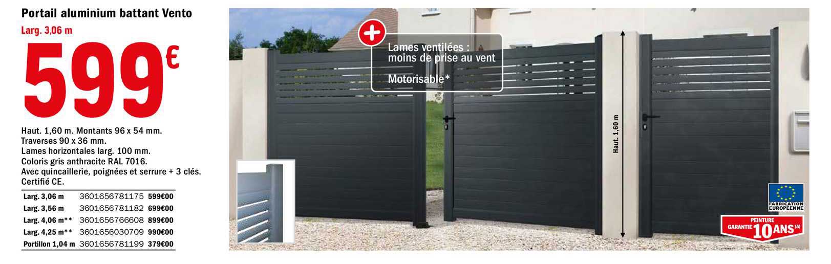 Portail Aluminium Battant Vento