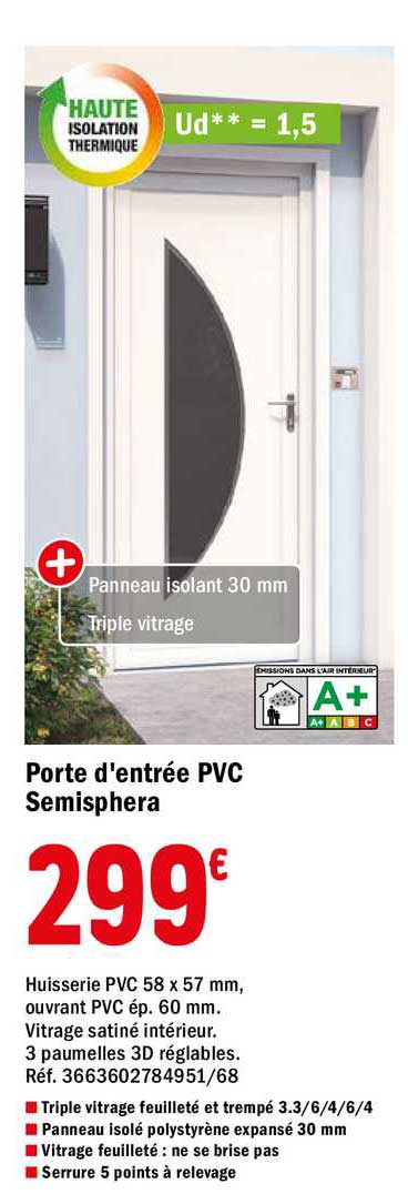 Porte D'entrée Pvc Semisphera