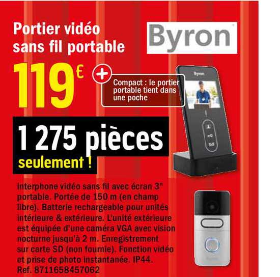 portier vidéo sans fil portable byron