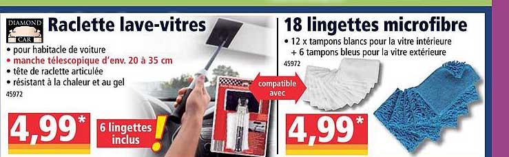 raclette lave vitres 18 lingettes microfibre
