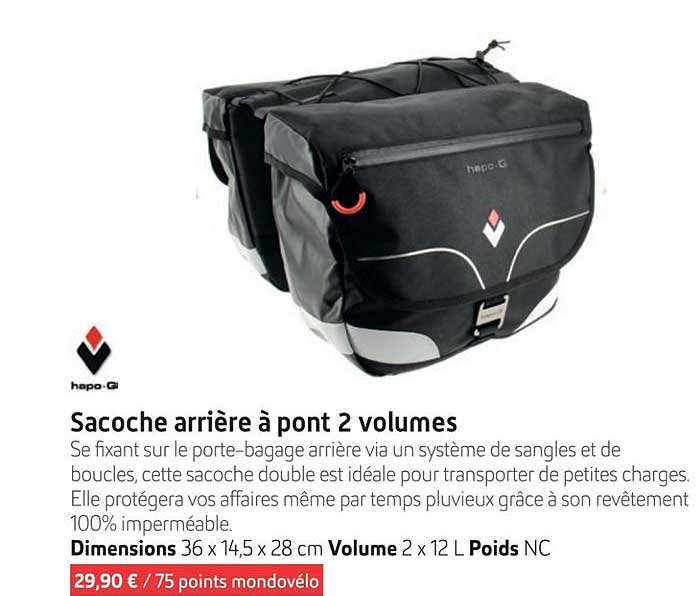sacoche arrière à pont 2 volumes
