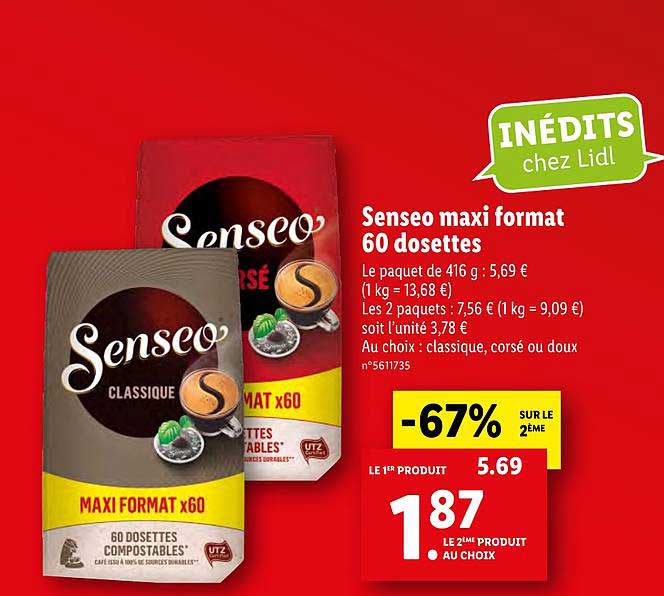 senseo maxi format 60 dosettes -67% sur le 2ème