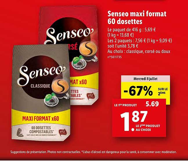 Senseo Maxi Format 60 Dosettes -67% Sur Le 2ème