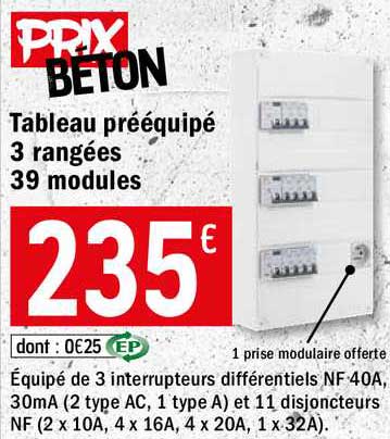 tableau prééquipé 3 rangées 39 modules