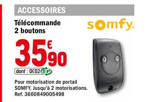 Télécommande 2 Boutons Somfy