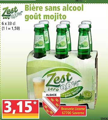 zest zero 0.0% bière sans alcool goût mojito