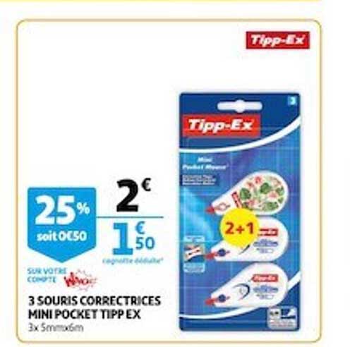 3 souris correctrices mini pocket tipp ex