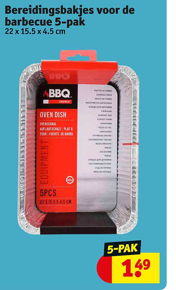 bereidingsbakjes voor de barbecue 5-pak