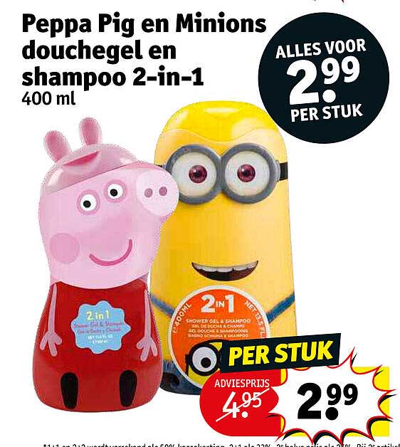 peppa pig en minions douchegel en shampoo 2-in-1