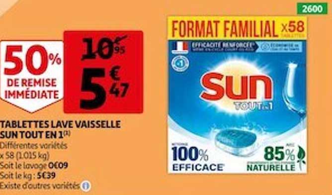 tablettes lave vaisselle sun tout en 1