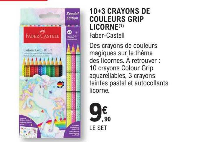 10+3 crayons de couleurs grip licorne faber-castell