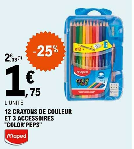 12 Crayons De Couleur Et 3 Accessoires "color'peps"