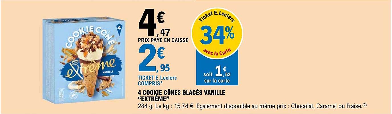 4 Cookie Cônes Glacés Vanille "extrême"