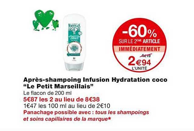 après-shampoing infusion hydratations coco "le petit marseillais"