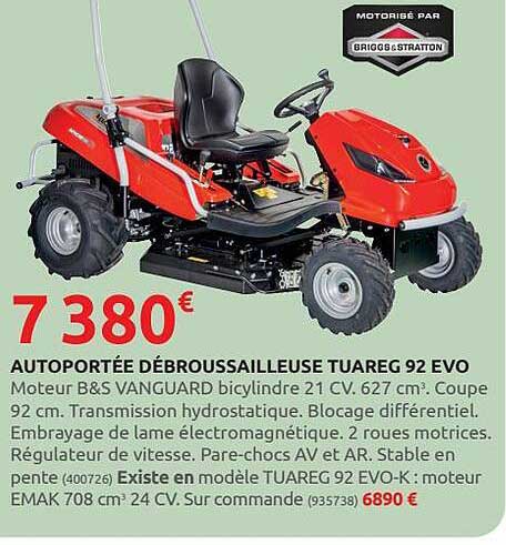 autoportée débroussailleuse tuareg 92 evo