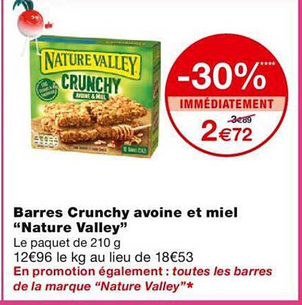 barres crunchy avoine et miel "nature valley"
