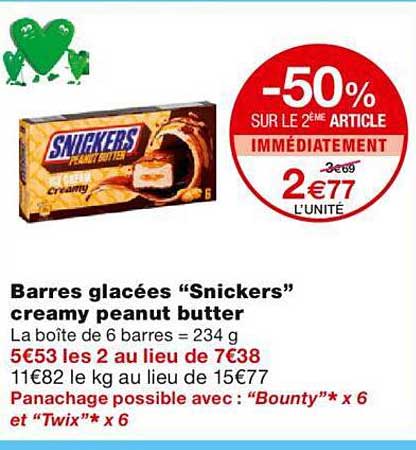 barres glacées "snickers" creamy peanut butter